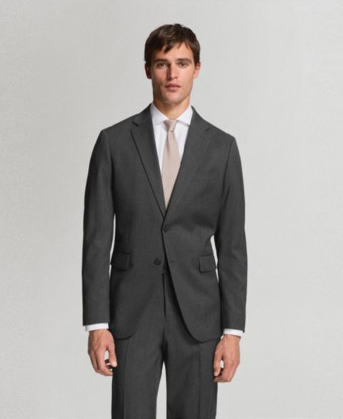 Мужской пиджак MANGO Wool Slim-Fit Suit, цвет: Серый