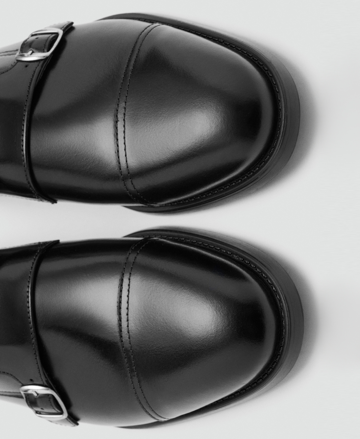 Mango Men's Double Buckle Leather Shoes
