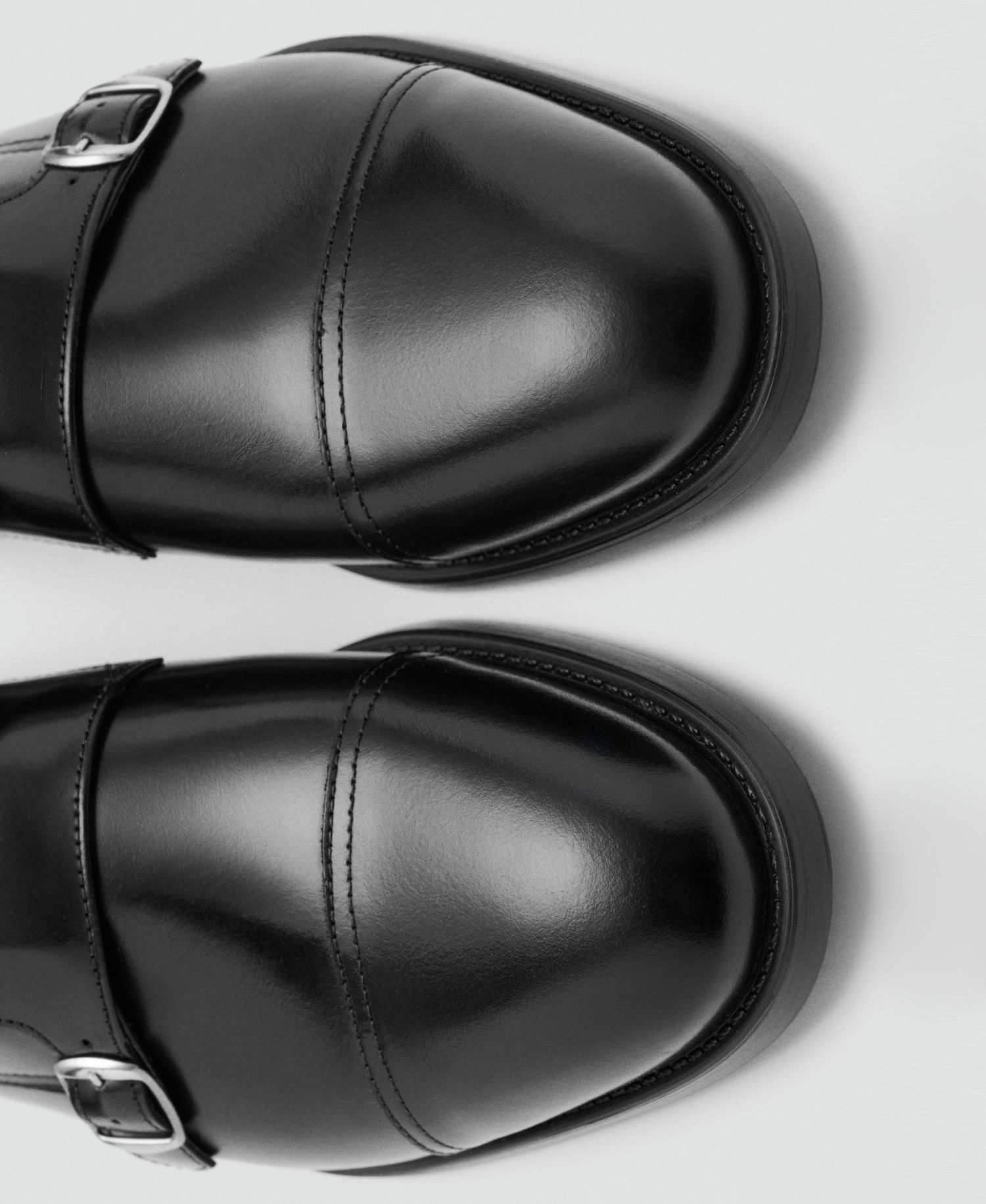Men's Double Buckle Leather Shoes