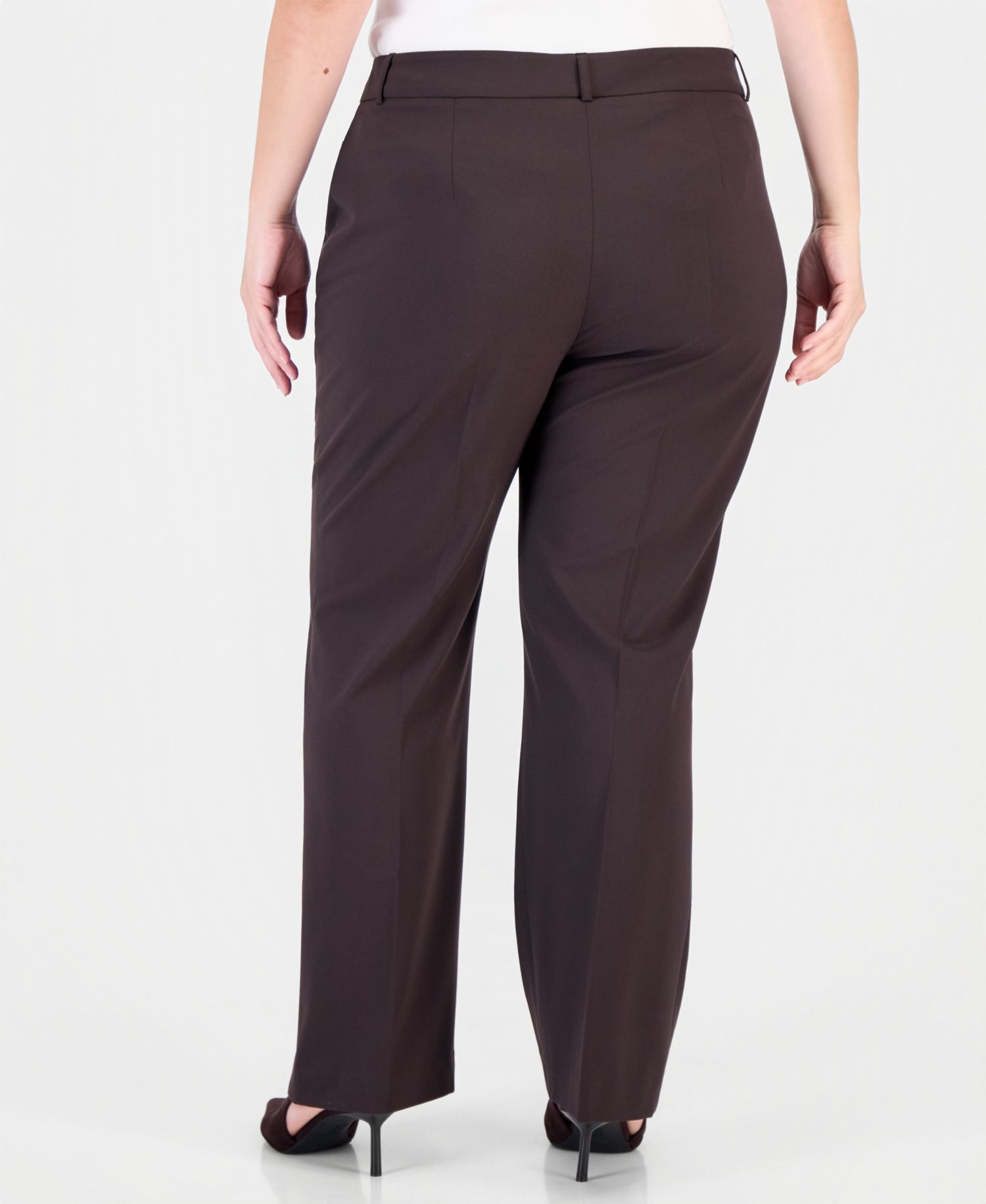 Plus Size Bird Eye Flare Mid-Rise Pants