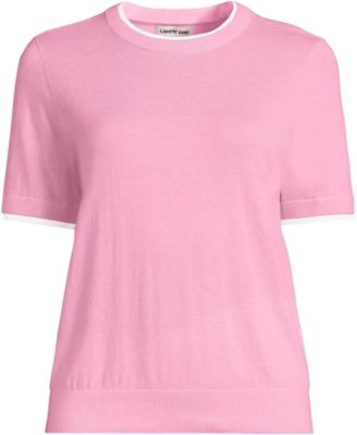 Women's Double Trim Cotton Crew Neck Tee Sweater