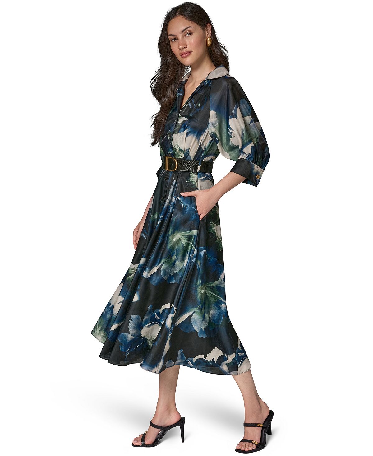 Donna Karan New York Women's Organza Printed Shirt Dress view 3 — MAYCSS fashion products