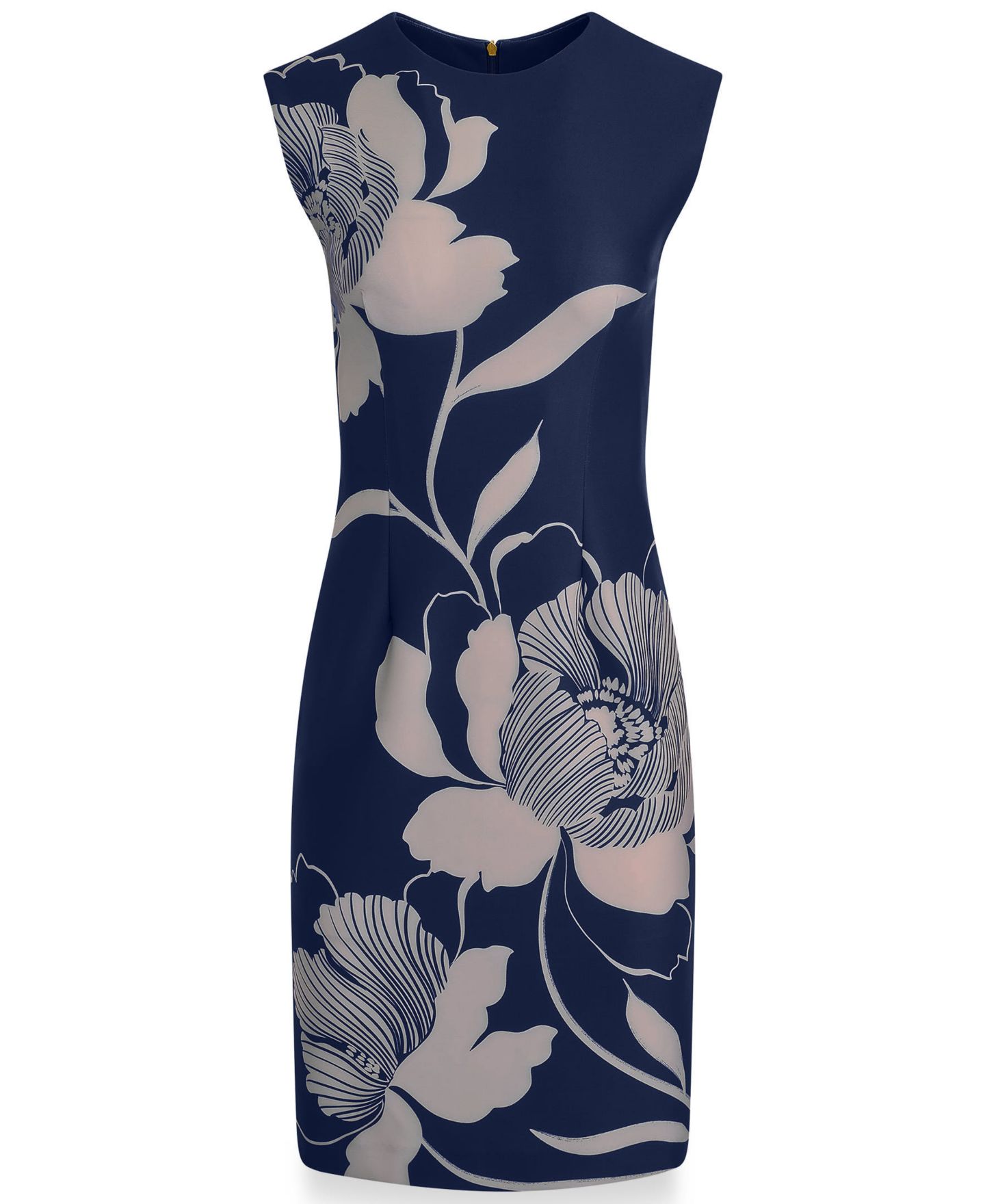 Женское платье Donna Karan New York Sleeveless Floral Print Knee-Length Sheath, цвет: Ночной небесно-голубой — фото 6