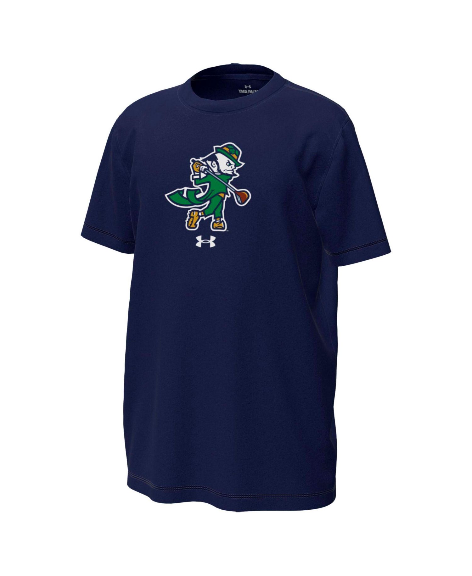 Big Boys and Girls Navy Notre Dame Fighting Irish Golfing Leprechaun Tech Stretch Performance T-Shirt