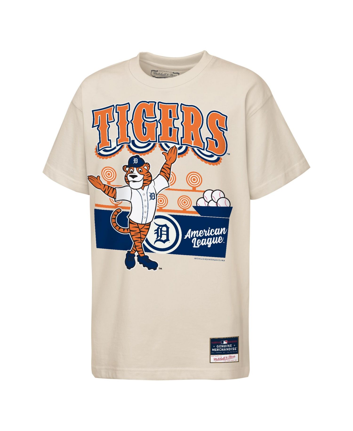Big Boys and Girls Cream Detroit Tigers Step Back Up Mascot T-Shirt