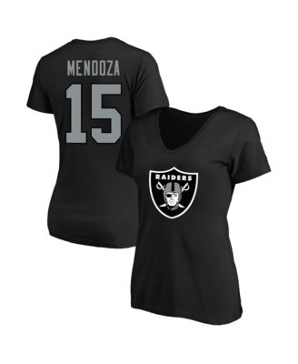 Women's Fernando Mendoza Black Las Vegas Raiders Plus Size Name & Number V-Neck T-Shirt
