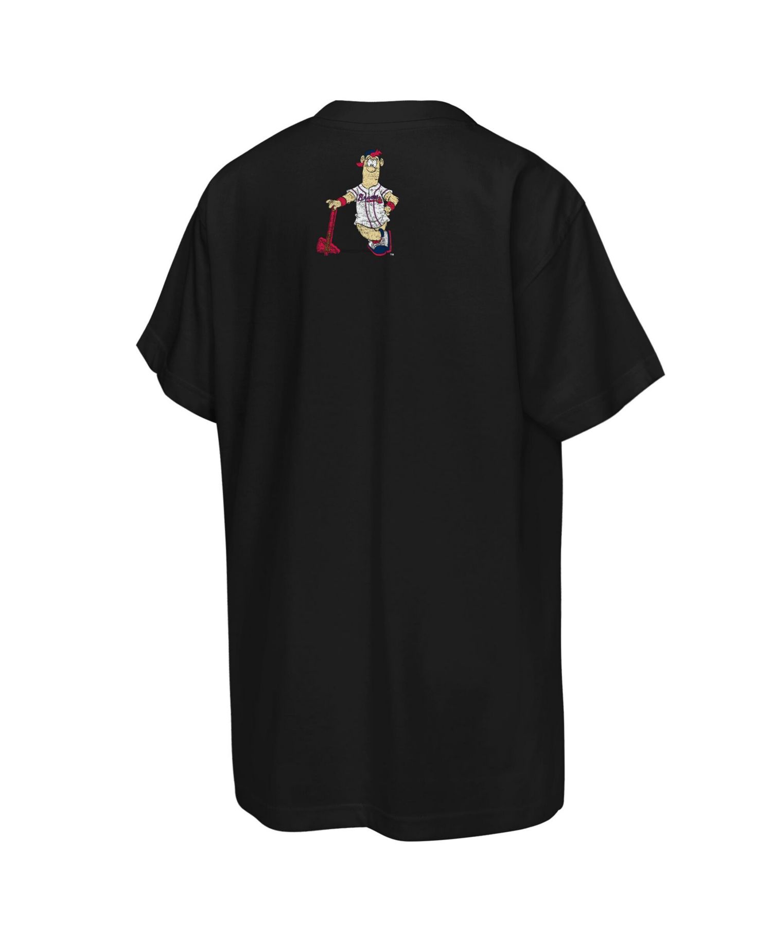 Big Boys and Girls Black Atlanta Braves Big Face Mascot T-Shirt
