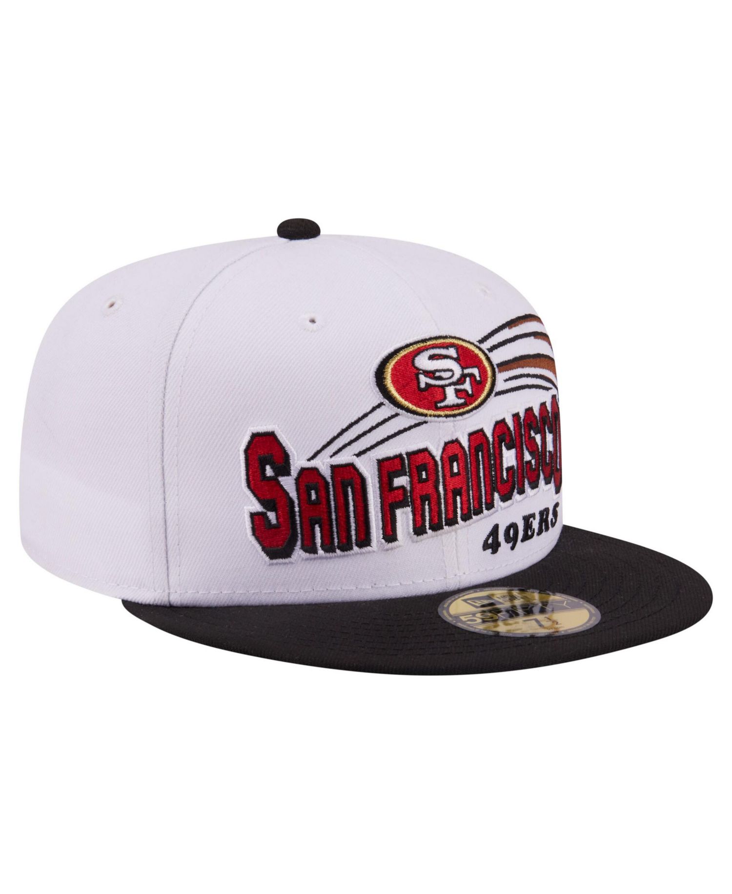 Men's White/Black San Francisco 49ers Retro Swoop 59FIFTY Fitted Hat
