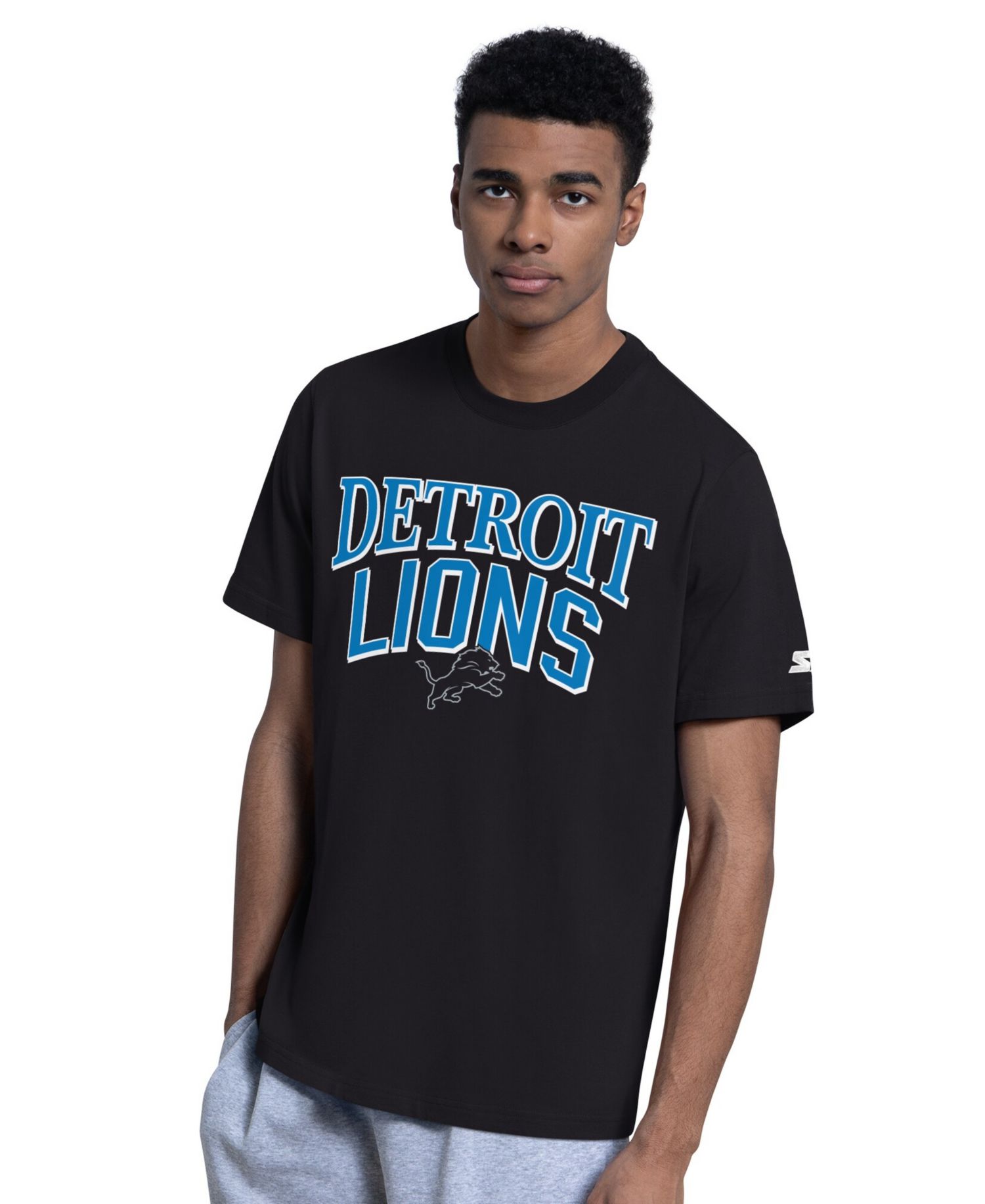 Men's 2-pack Black/Gray Detroit Lions Throwback Logo T-Shirt
