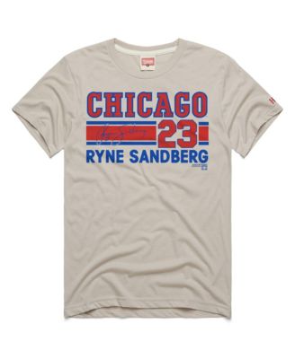 Men's Ryne Sandberg Stone Chicago Cubs Signature Name & Number Tri-Blend T-Shirt