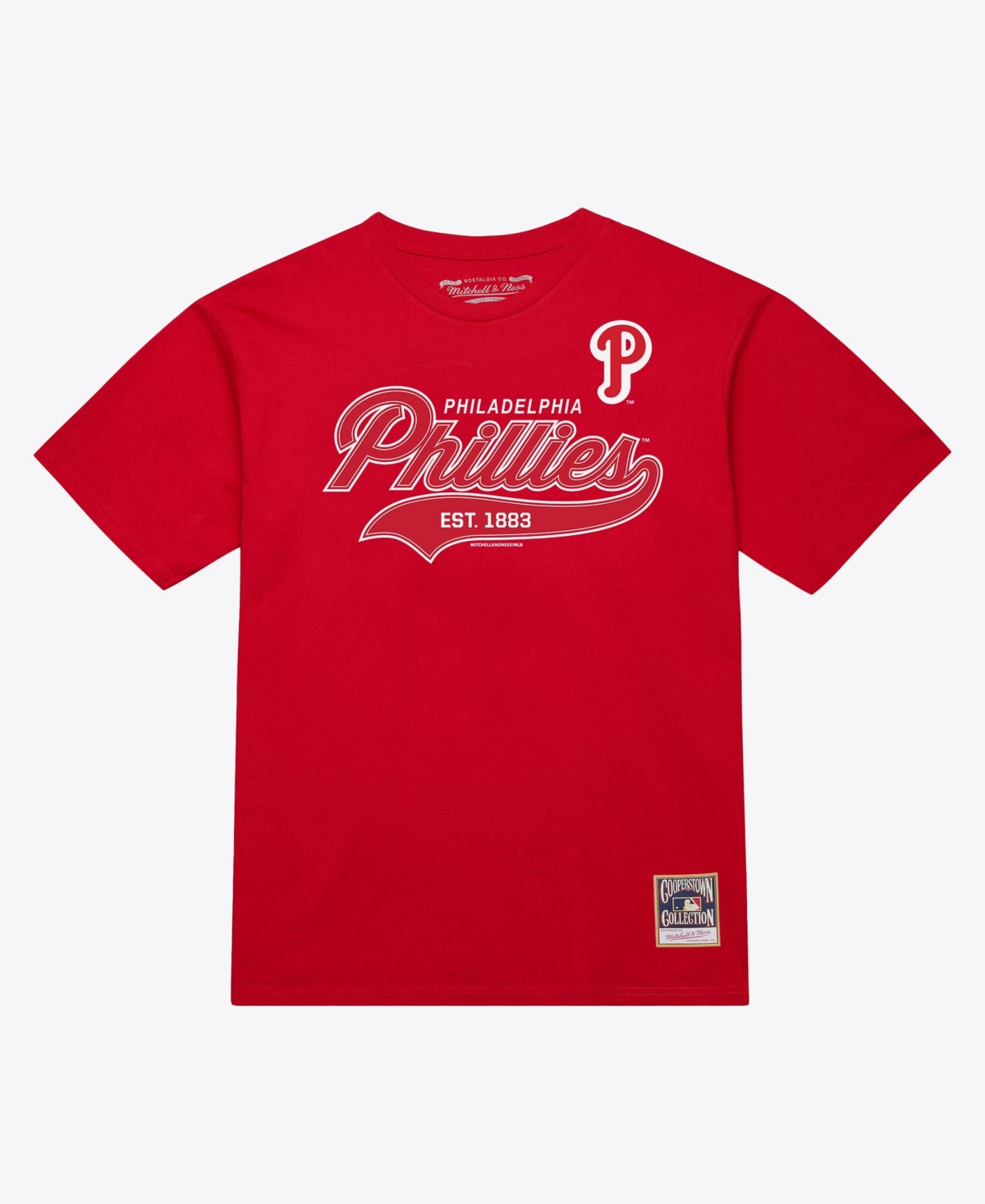 Mitchell & Ness Men's Red Philadelphia Phillies Script Sweep Arch T-Shirt