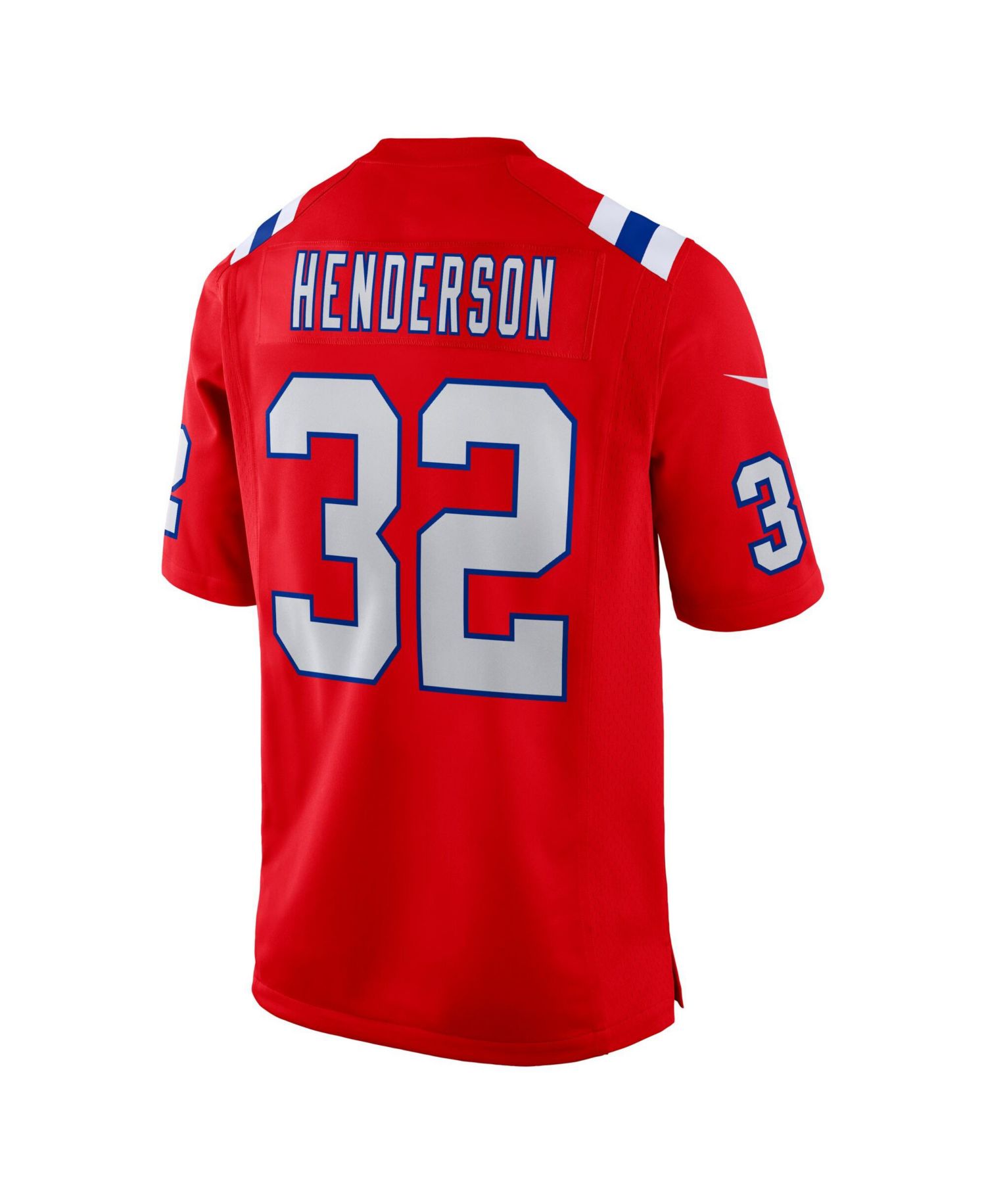 Men's TreVeyon Henderson Red New England Patriots Alternate Game Player Jersey