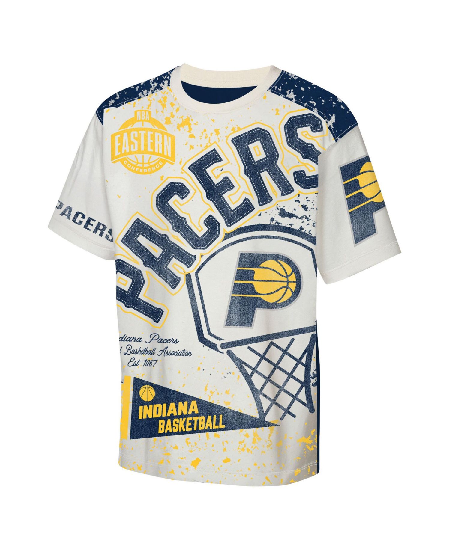 Big Boys and Girls Cream Indiana Pacers Top Player All-Over-Print T-Shirt