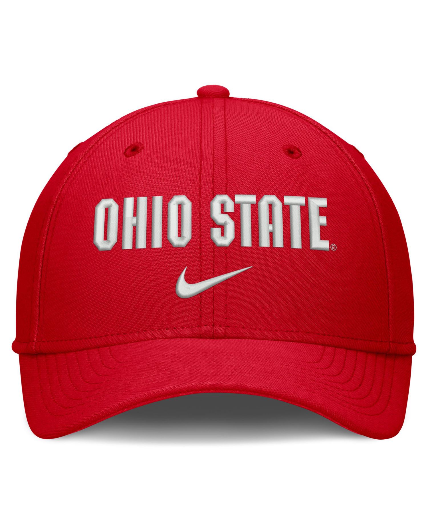 Men's Scarlet Ohio State Buckeyes Rise On-Field SwooshFlex Dri-FIT Flex Hat