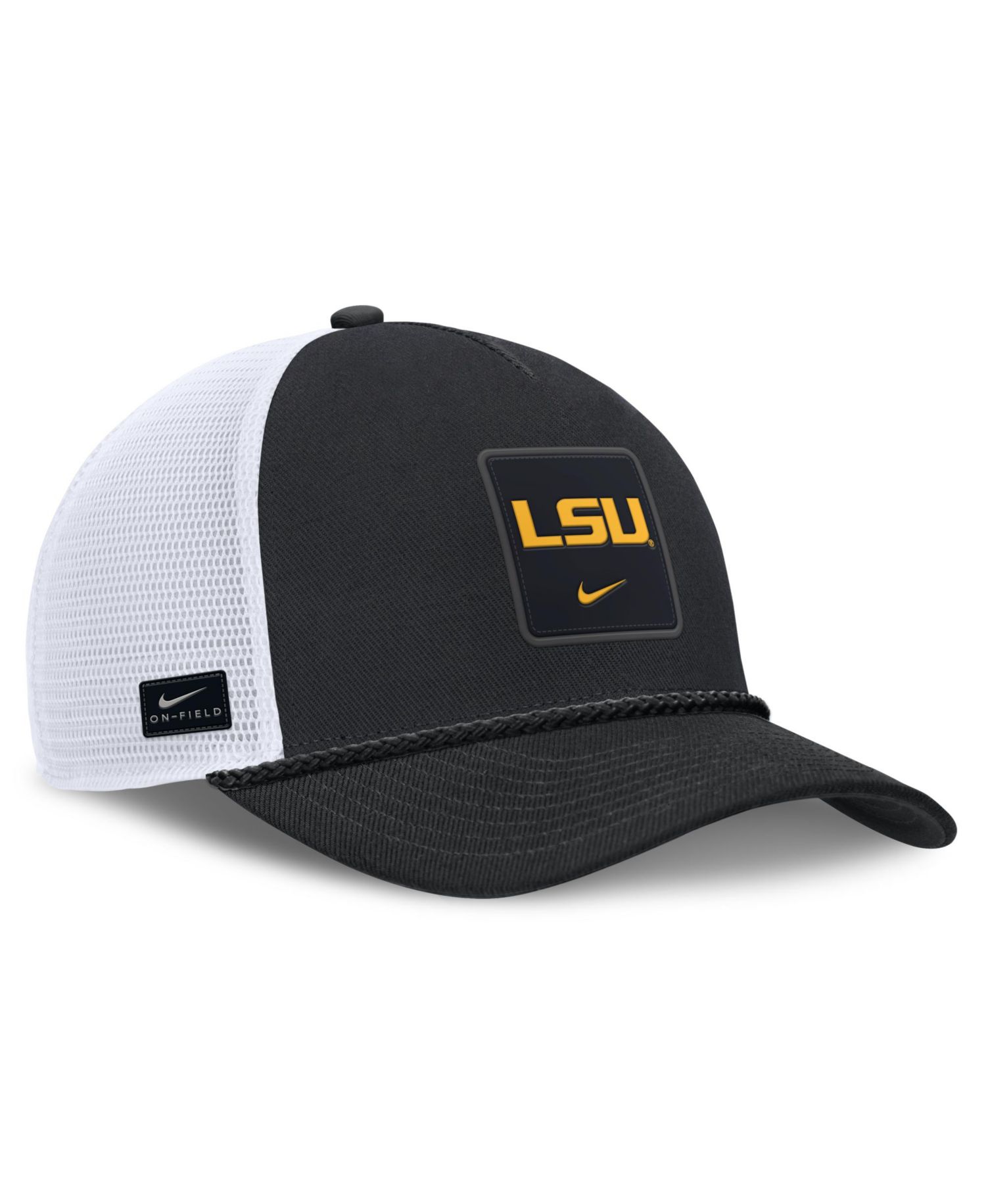 Men's and Women's Black LSU Tigers Game Day Rope Trucker Adjustable Hat