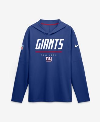 Men's Royal New York Giants Sideline Lightweight Long Sleeve Hooded Dri-FIT T-Shirt