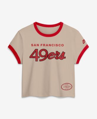 Women's Cream San Francisco 49ers Rewind Ringer Mod Cropped T-Shirt
