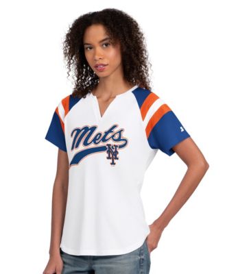 Women's White New York Mets Game On Notch Neck Raglan T-Shirt