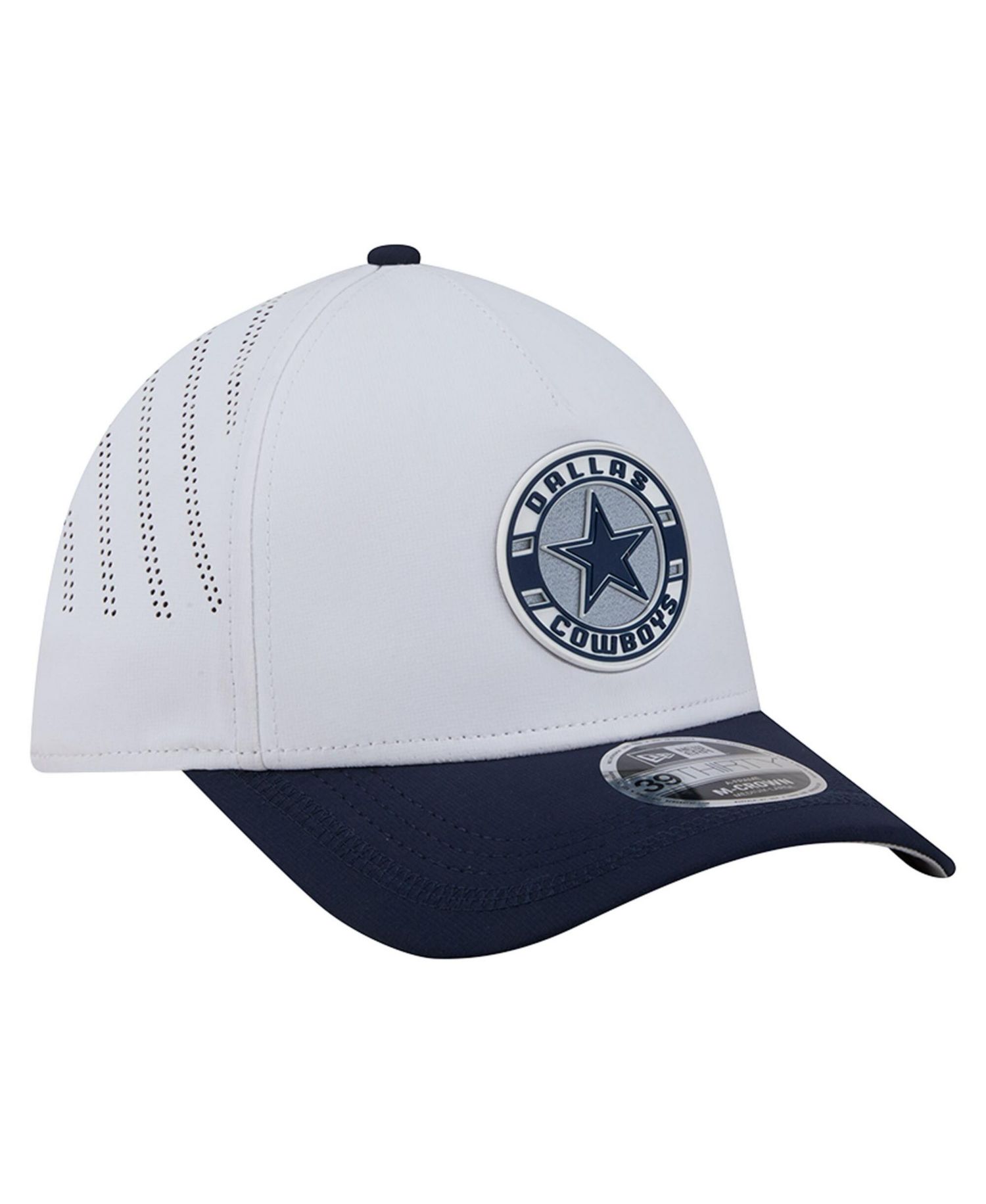 Men's White/Navy Dallas Cowboys Patch 39THIRTY A-Frame M-Crown Perforated Flex Hat
