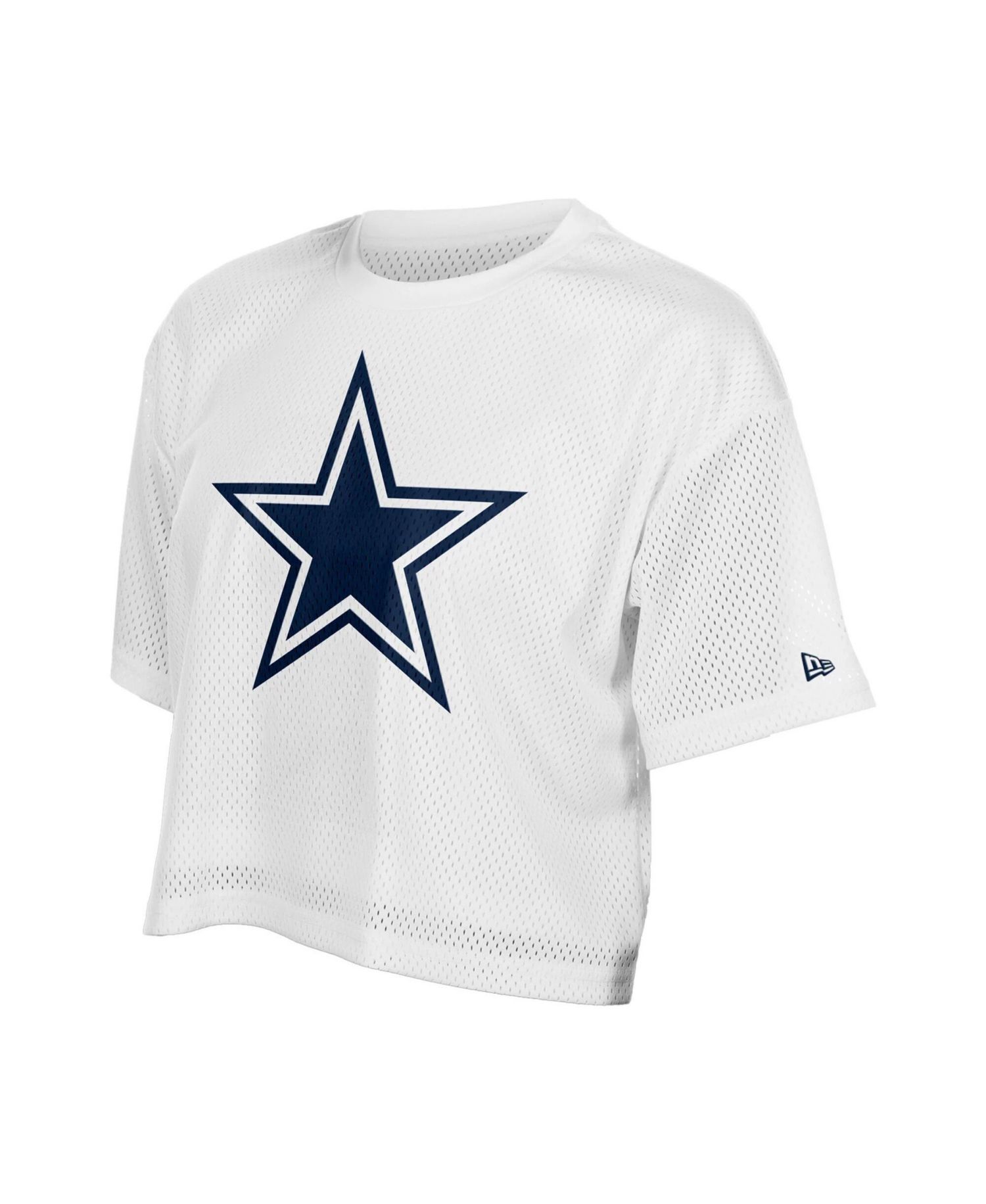 Women's White Dallas Cowboys Summer Mesh Cropped Boxy T-Shirt