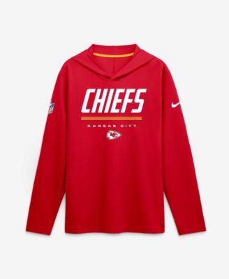 Men's Red Kansas City Chiefs Sideline Lightweight Long Sleeve Hooded Dri-FIT T-Shirt