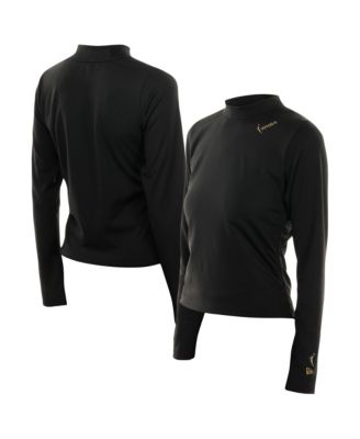 Women's Black WNBA Glam Game Mock Neck Long-Sleeve T-Shirt