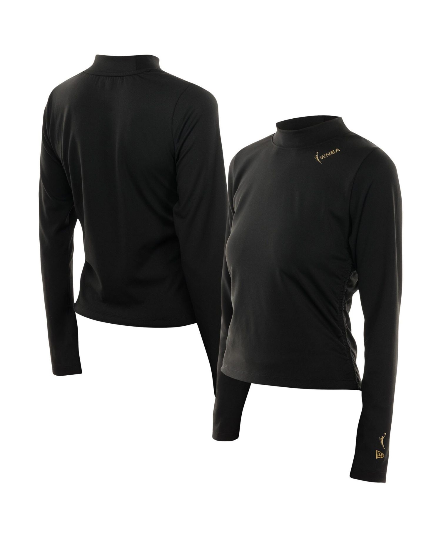 Women's Black WNBA Glam Game Mock Neck Long-Sleeve T-Shirt