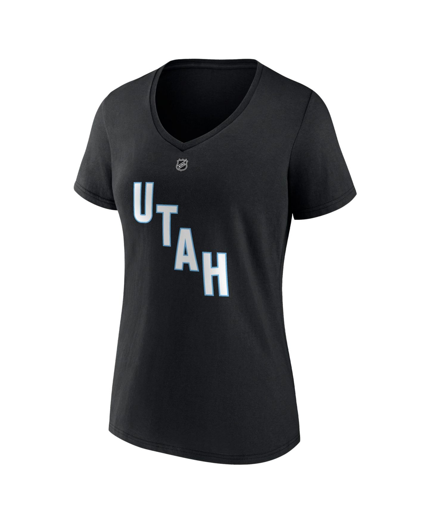 Женская футболка Fanatics Nick Schmaltz Black Utah Mammoth Authentic Stack Name & Number V-Neck — фото 3