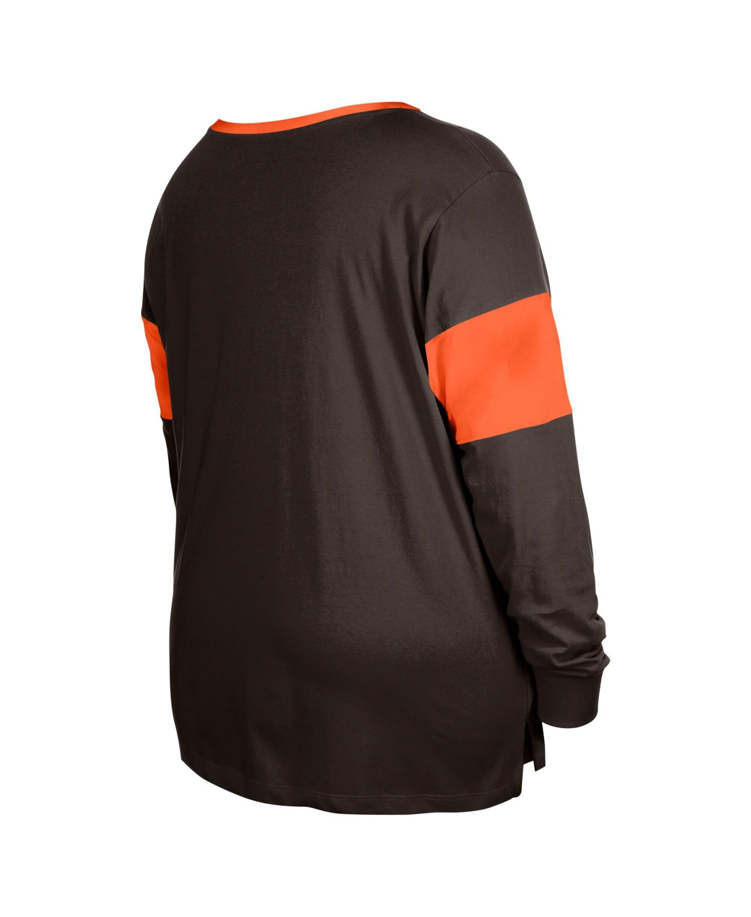 Women's Brown Cleveland Browns Plus Size Lace-Up Notch Neck Long Sleeve T-Shirt