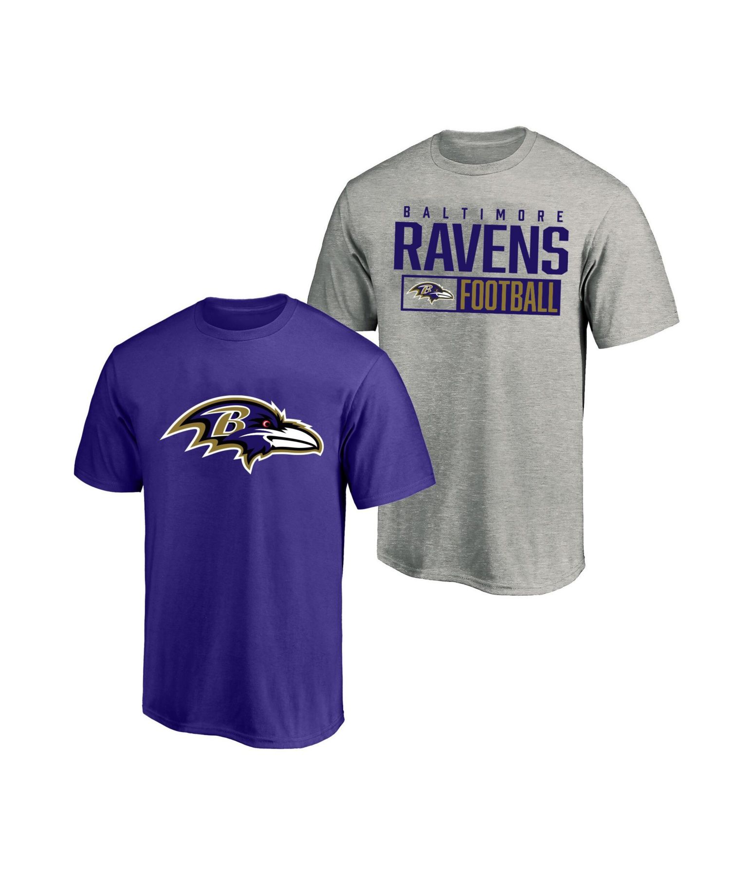 Men's Heather Gray/Purple Baltimore Ravens Big & Tall T-Shirt 2-Pack