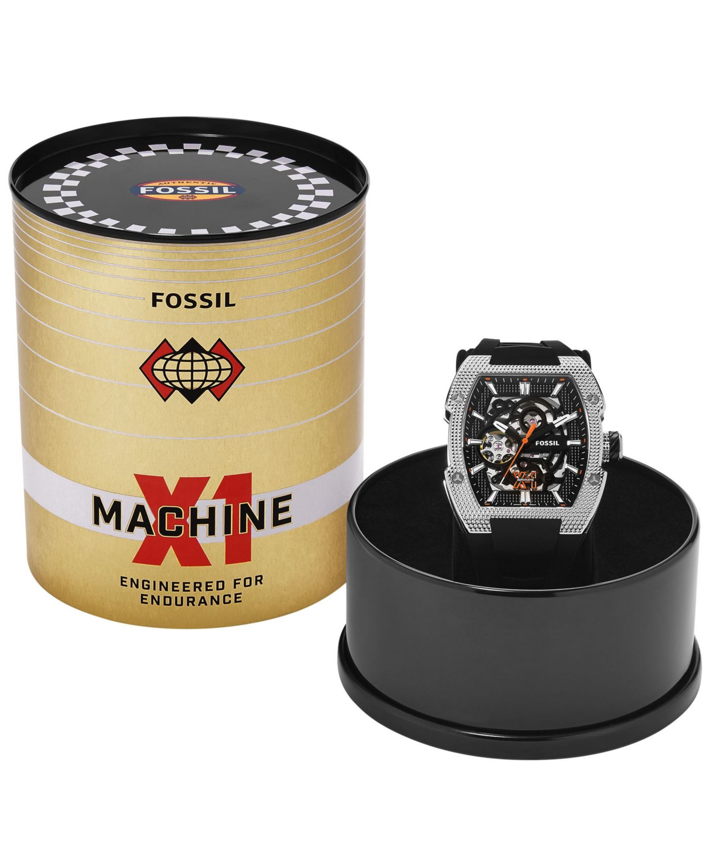 Мужские часы Fossil Machine X1 Automatic Black Silicone 44mm — фото 6