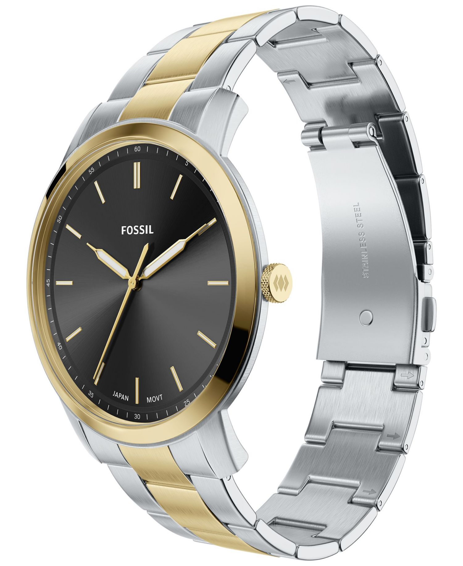 Men's Minimalist Three-Hand Two-Tone Stainless Steel Watch 44mm