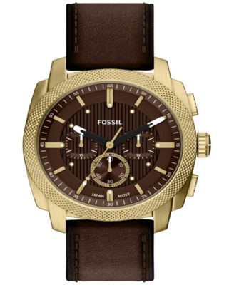 Men's Machine Chronograph Brown Leather Watch 44mm