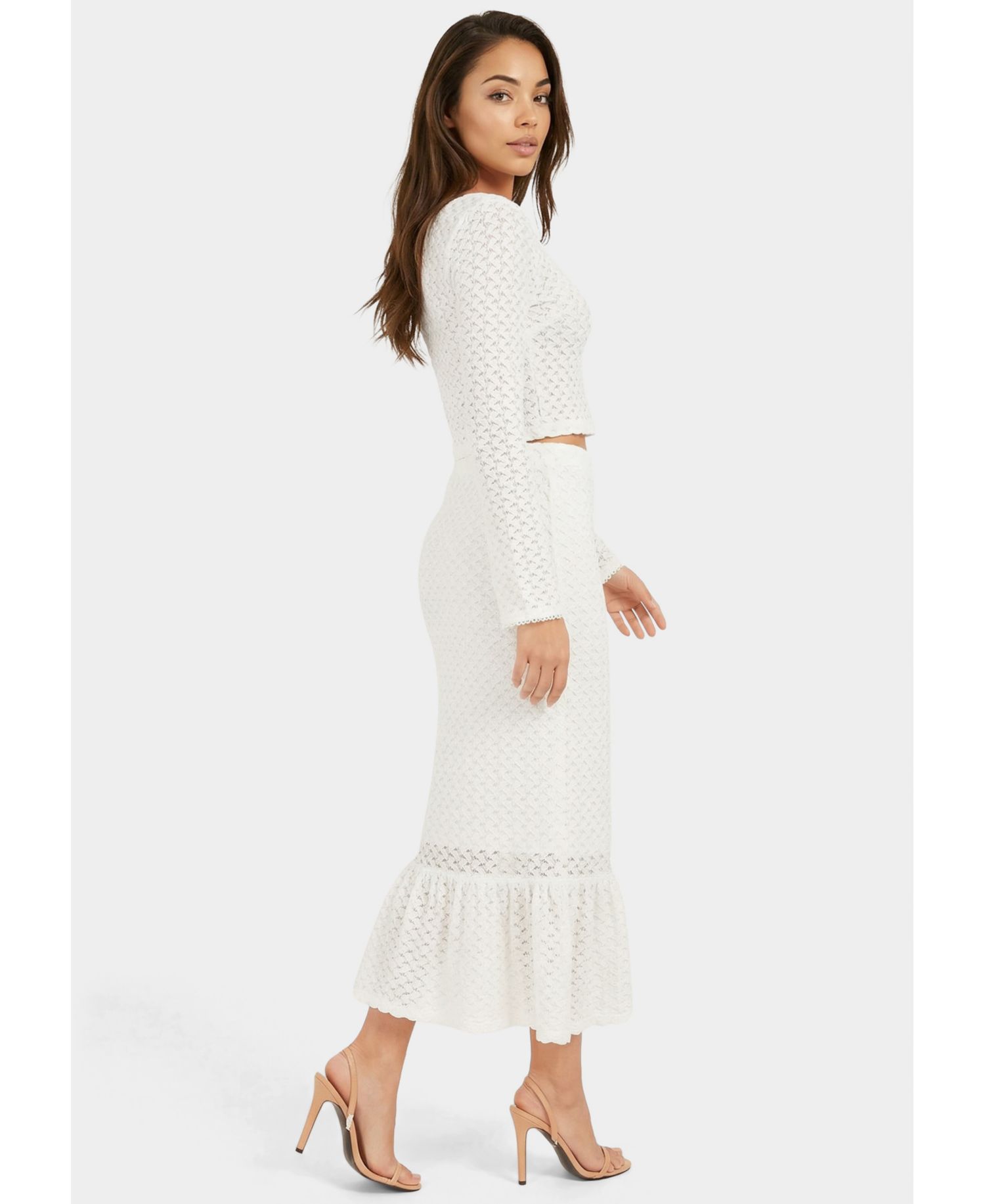 Women's 2-Piece Crochet Top Tiered Skirt Set