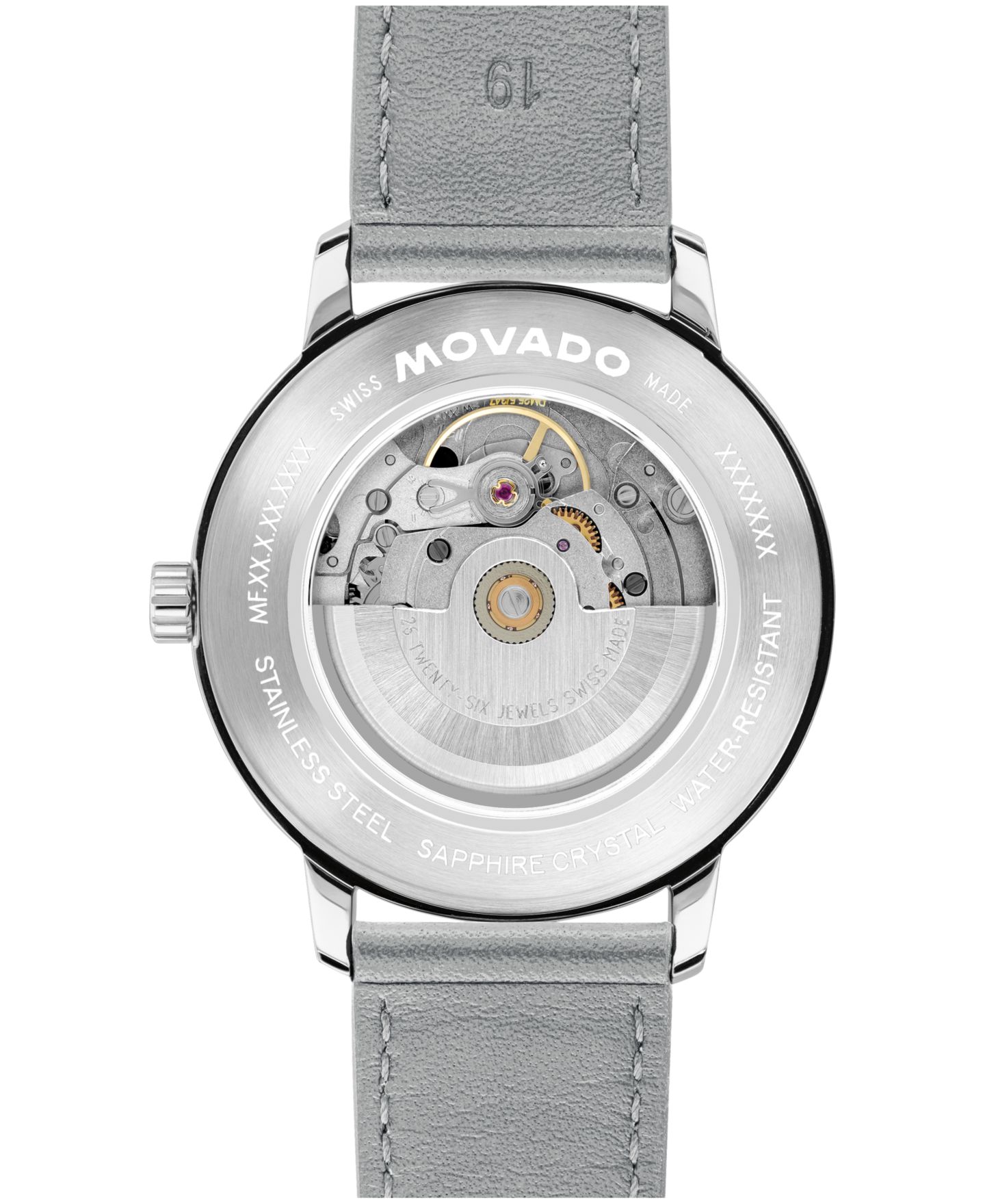 Мужские часы Movado Face Swiss Quartz Dark Gray Leather Watch 39mm — фото 3