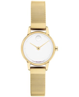 Women's Baby Face Swiss Quartz Ionic Plated Light Yellow Gold Steel Watch 22.50mm