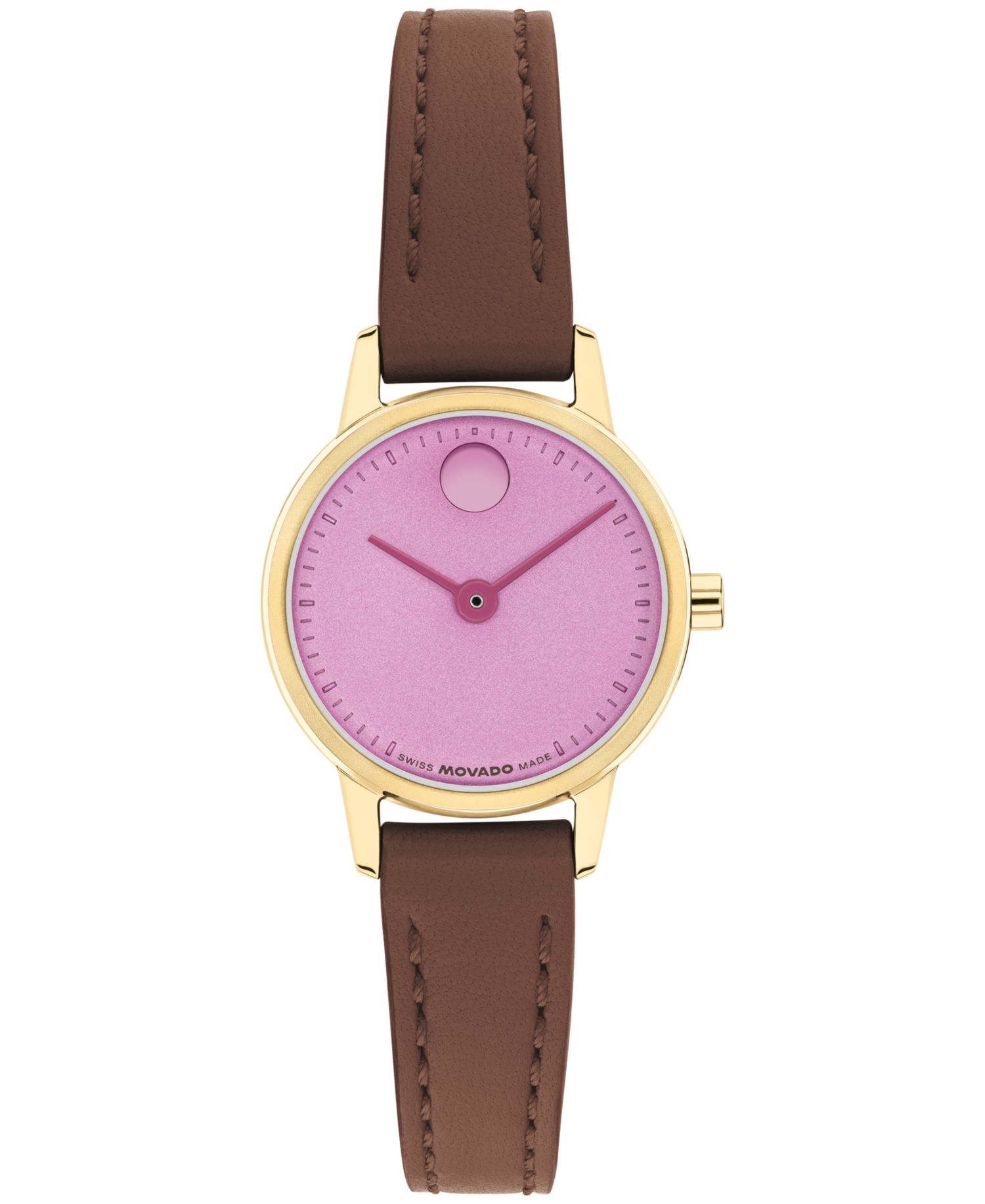 Women's Baby Face Swiss Quartz Warm Brown Leather Watch 22.50mm