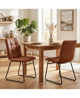 Dining Chairs Set of 2, Upholstered Dining Room Chairs with Metal Frame, Synthetic Leather Modern Dining Chairs for Kitchen Living Room