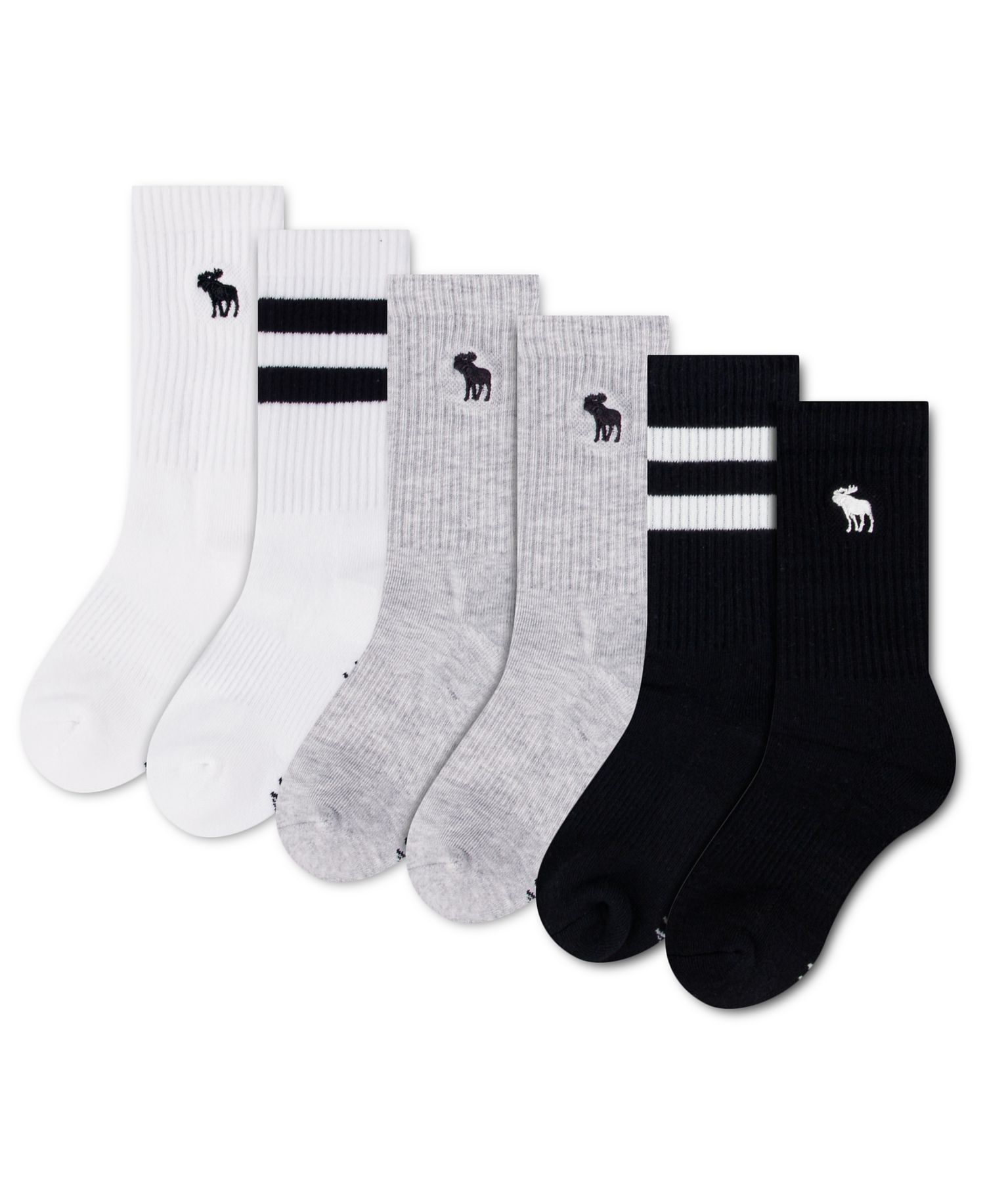 Boys' and Girls' 5-11 Core Stripe Crew Socks, 6-Pack
