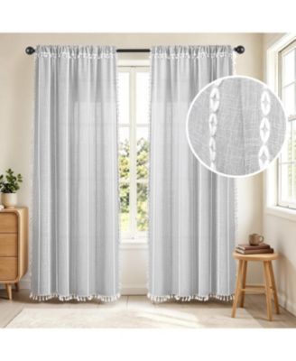 Casual Fringe Light Filtering Curtains Pair