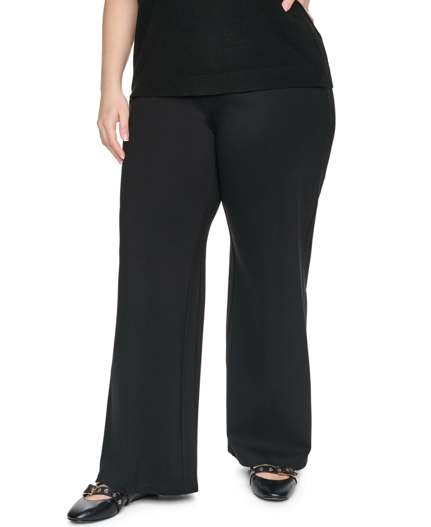 Plus Size Compression Sailor Mid-Rise Straight Pants