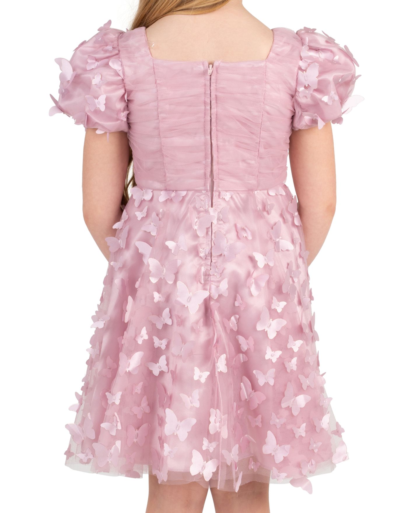 Платье Rare Editions 3D Butterfly Mesh Skirt Dress для девочек, цвет: Розовато-лиловый — фото 3