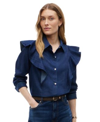 Women's Volant Long-Sleeve Button-Up Shirt
