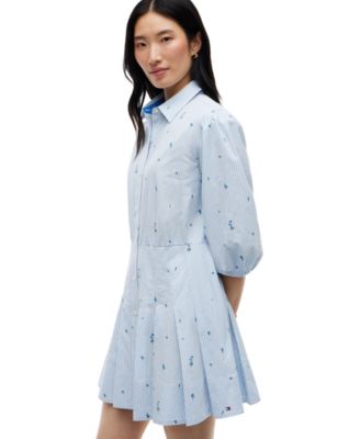 tommy hilfiger blue floral dress Women's Floral-Print Puff-Sleeve Short-Sleeve Mini This ultra leg avenue White Simple A-line Princess Size:46 Short Jacket+40 Waist Adjust 36to42)(Height: 5 4 to5 7 )(Neck 17-18.5:XL)