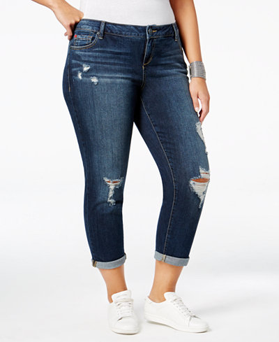 SLINK Jeans Trendy Plus Size Ripped Boyfriend Jeans