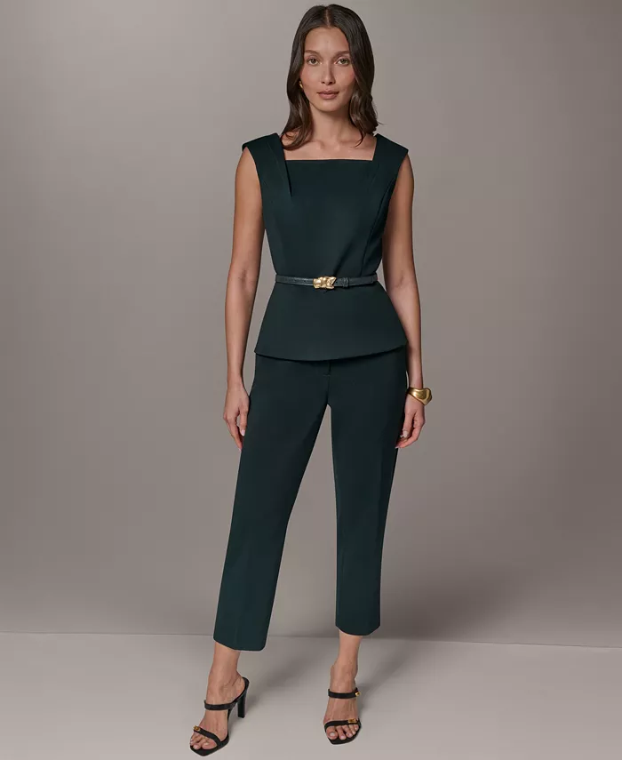 Women's Square Neck Belted Sleeveless Top - thumbnail 2