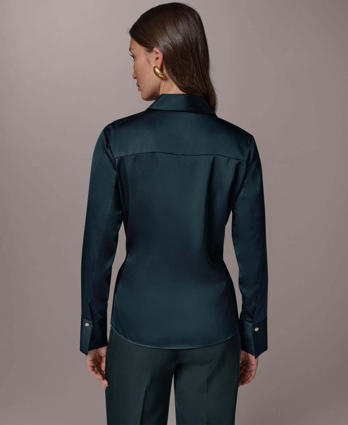 Donna Karan New York Women's V-Neck Long-Sleeve Blouse
