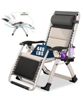 Zero Gravity Chair, Folding Portable Reclining Lounge Chair with Removable Cushion, Headrest, Reclining Patio Lounger Chair for Indoor,Outdoor