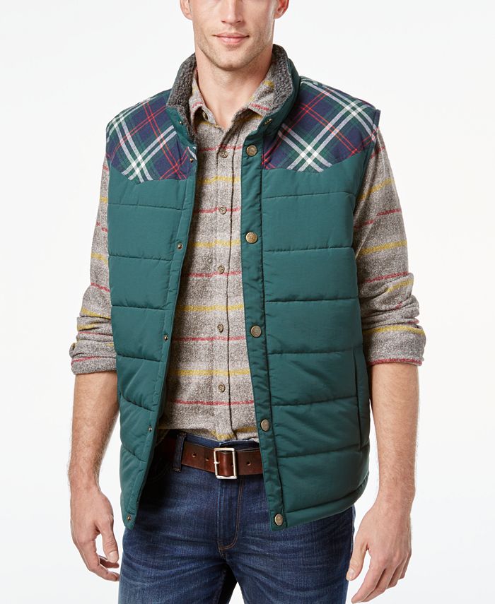 Weatherproof Vintage Men's Pieced Plaid Vest, Classic Fit - Macy's