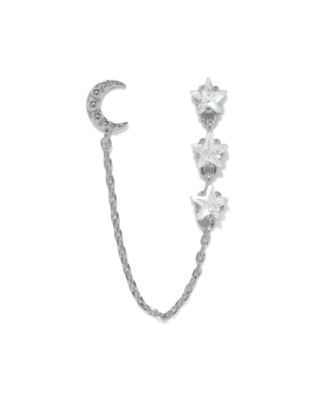 Crystal Lunar Link Double Stud Earrings